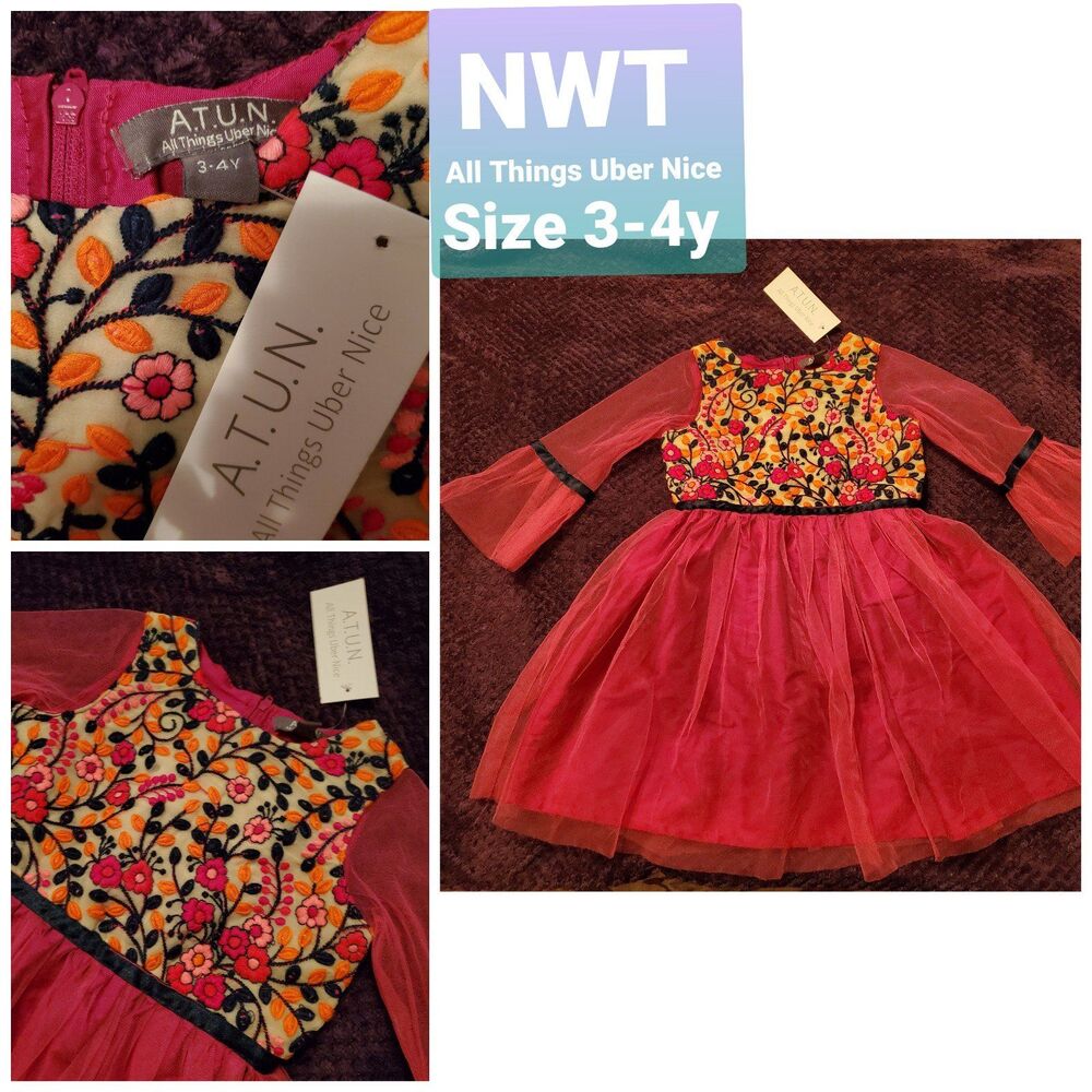 NWT A.T.U.N All Things Uber Nice Dress Fancy Size 3/4Y Pink Formal Dress up